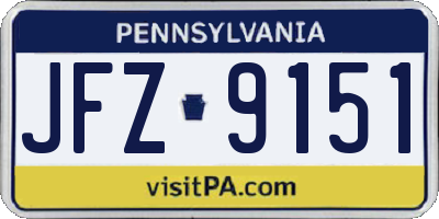 PA license plate JFZ9151
