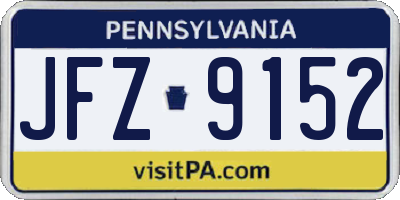 PA license plate JFZ9152