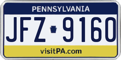 PA license plate JFZ9160