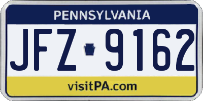 PA license plate JFZ9162