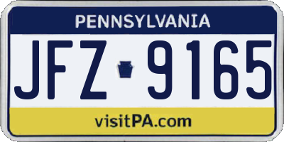 PA license plate JFZ9165