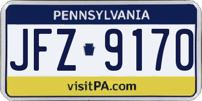 PA license plate JFZ9170