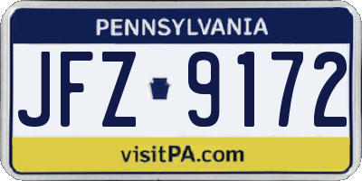 PA license plate JFZ9172