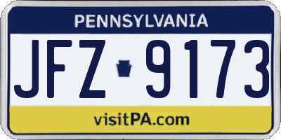 PA license plate JFZ9173