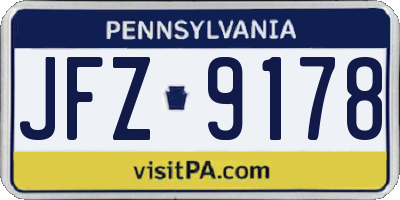 PA license plate JFZ9178