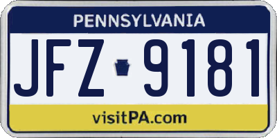PA license plate JFZ9181