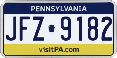 PA license plate JFZ9182