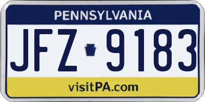 PA license plate JFZ9183