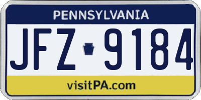 PA license plate JFZ9184