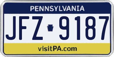 PA license plate JFZ9187