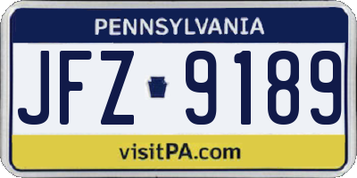 PA license plate JFZ9189