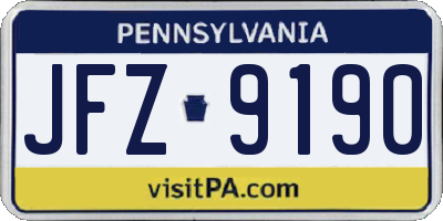 PA license plate JFZ9190