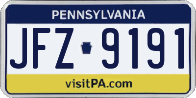 PA license plate JFZ9191