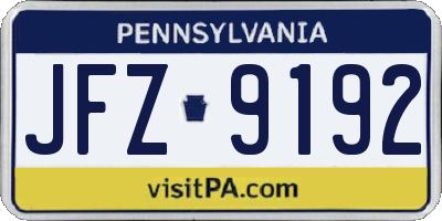 PA license plate JFZ9192