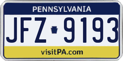 PA license plate JFZ9193