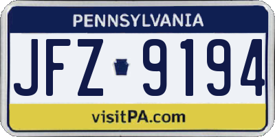 PA license plate JFZ9194