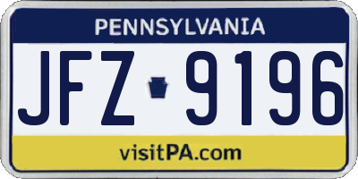 PA license plate JFZ9196