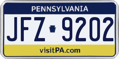 PA license plate JFZ9202