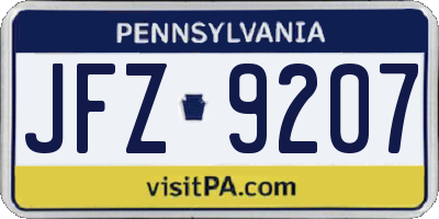 PA license plate JFZ9207