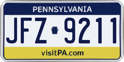 PA license plate JFZ9211
