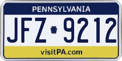PA license plate JFZ9212