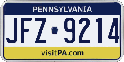 PA license plate JFZ9214