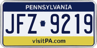 PA license plate JFZ9219