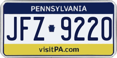 PA license plate JFZ9220