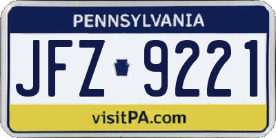 PA license plate JFZ9221