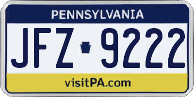 PA license plate JFZ9222