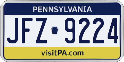 PA license plate JFZ9224