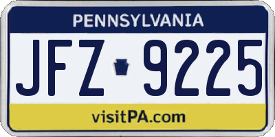 PA license plate JFZ9225
