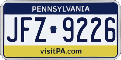 PA license plate JFZ9226