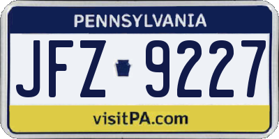 PA license plate JFZ9227