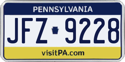 PA license plate JFZ9228