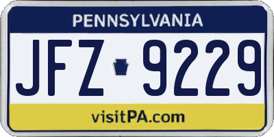 PA license plate JFZ9229