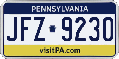 PA license plate JFZ9230