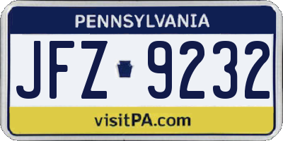 PA license plate JFZ9232