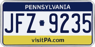 PA license plate JFZ9235