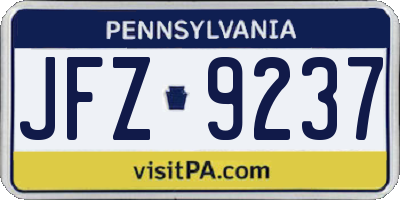 PA license plate JFZ9237