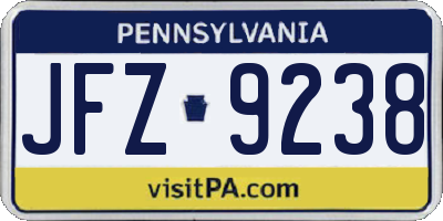 PA license plate JFZ9238