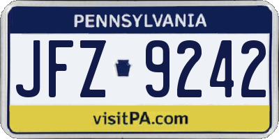 PA license plate JFZ9242