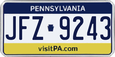 PA license plate JFZ9243