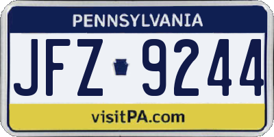 PA license plate JFZ9244