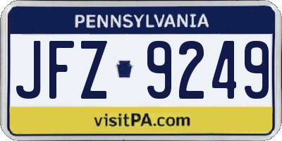 PA license plate JFZ9249