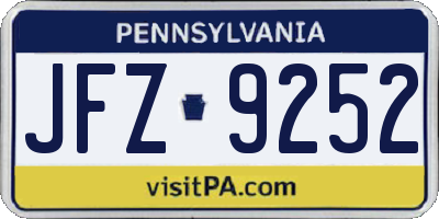 PA license plate JFZ9252