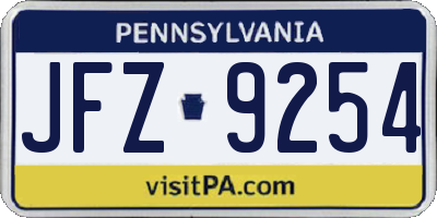 PA license plate JFZ9254