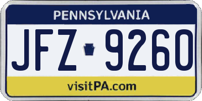 PA license plate JFZ9260
