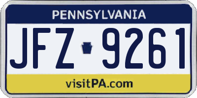 PA license plate JFZ9261