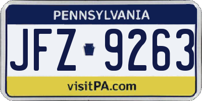 PA license plate JFZ9263
